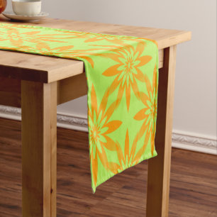 Orange Green Flower Seamless Pattern Short Table Runner