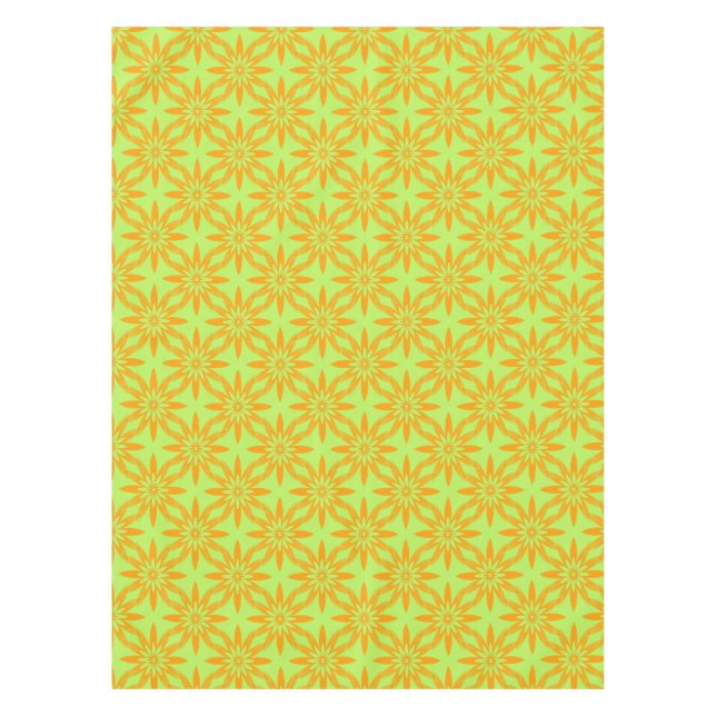 Orange Green Flower Seamless Pattern Tablecloth (Front)