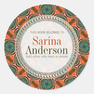 Orange Green Fresh Organic Gift Book label Sticker