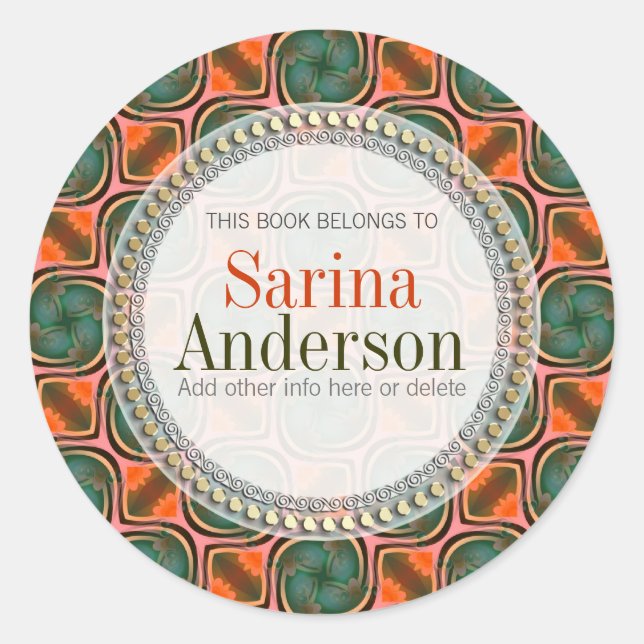 Orange Green Fresh Organic Gift Book label Sticker (Front)