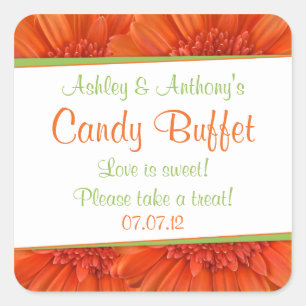 Orange Green Gerbera Daisy Candy Buffet stickers
