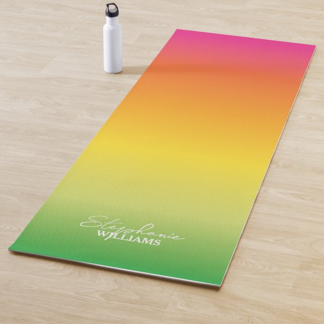 Orange-Green Gradient Yoga Mat with Custom Name (In Situ)
