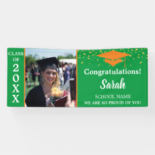 Orange & Green Graduation Photo Class Of 2025 Banner