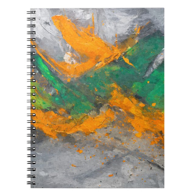 Orange Green Gray Bold Abstract Notebook (Front)
