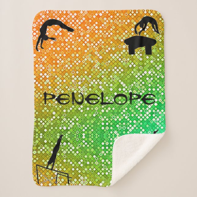 Orange, Green Gymnastics Events Sherpa Blanket (Front)