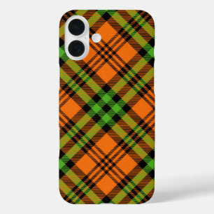 ORANGE & GREEN HALLOWEEN PLAID PATTERN iPhone 16 PLUS CASE