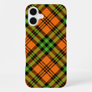 ORANGE & GREEN HALLOWEEN PLAID PATTERN iPhone 16 PLUS CASE
