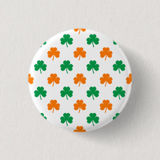 Orange Green Heart-Shaped Shamrocks On White 3 Cm Round Badge