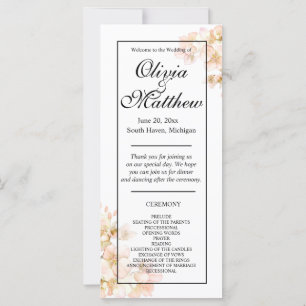 Orange green ivory floral blossoms elegant script