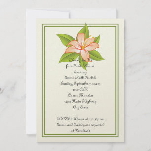 Orange green lily wedding bridal shower invite