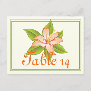 Orange green lily wedding table number postcard