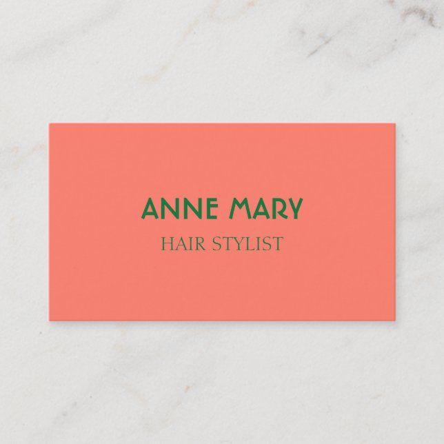 Orange Green Modern Bold Hair Stylist Salon Trendy Business Card (Front)
