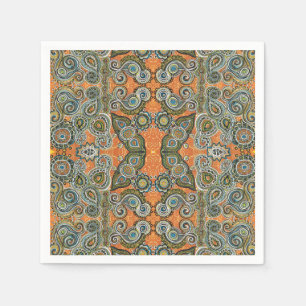 orange green paisley napkin