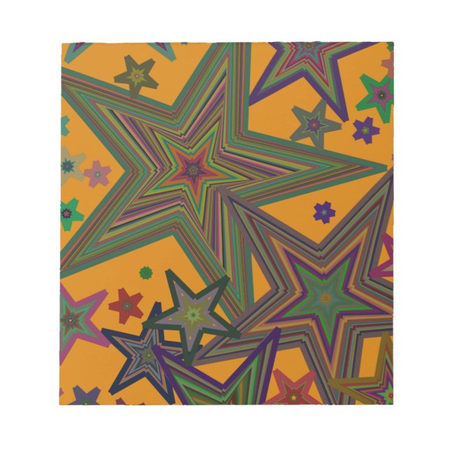 Orange Green Party Stars Notepad (Front)