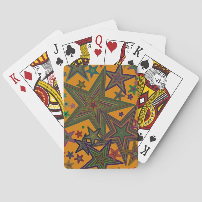 Orange Green Party Stars Playing Cards (Back)