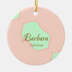 Orange green pastel boho add name place rustic ele ceramic tree decoration