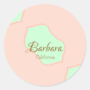 Orange green pastel boho add name place rustic ele classic round sticker