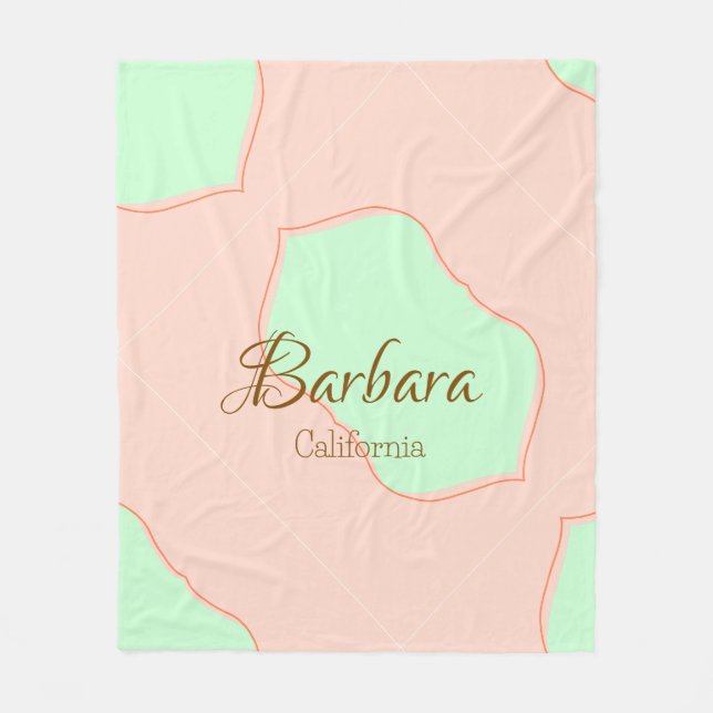 Orange green pastel boho add name place rustic ele fleece blanket (Front)