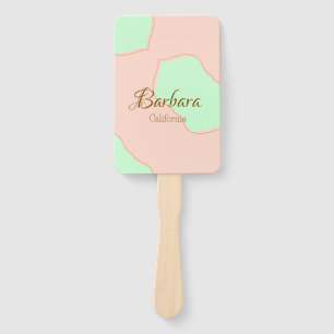 Orange green pastel boho add name place rustic ele hand fan