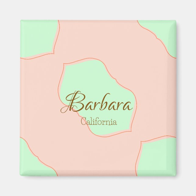 Orange green pastel boho add name place rustic ele magnet (Front)