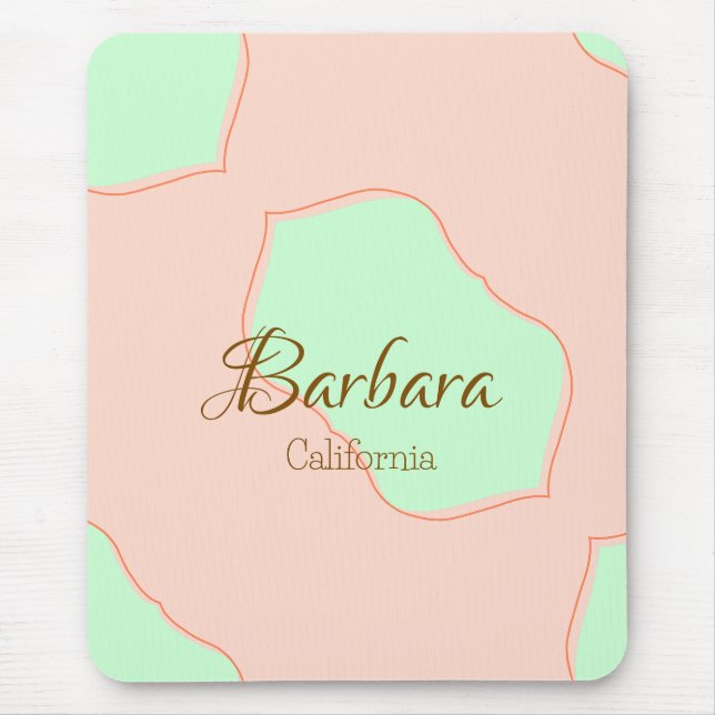 Orange green pastel boho add name place rustic ele mouse mat (Front)