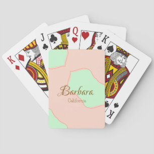 Orange green pastel boho add name place rustic ele playing cards