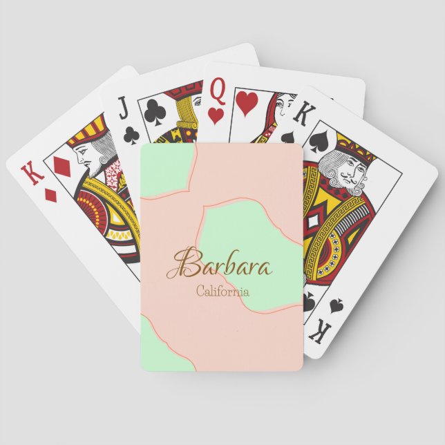 Orange green pastel boho add name place rustic ele playing cards (Back)
