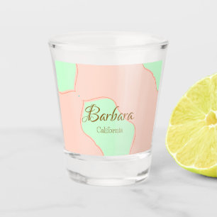 Orange green pastel boho add name place rustic ele shot glass