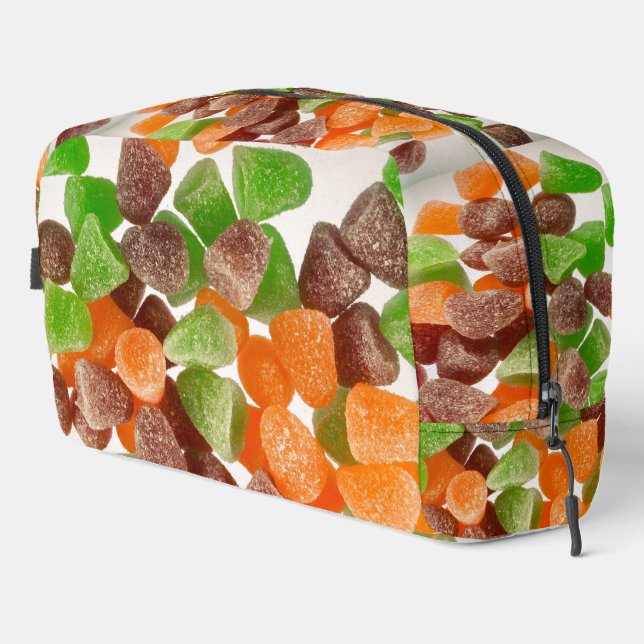 Orange green red gum candy sprinkled with sugar dopp kit (Right Corner)
