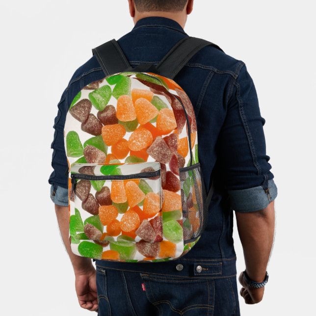 Orange green red gum candy sprinkled with sugar printed backpack (Insitu (Model))