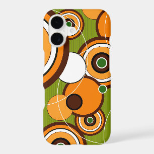 Orange Green Retro 70's Mod Funky Abstract Circle