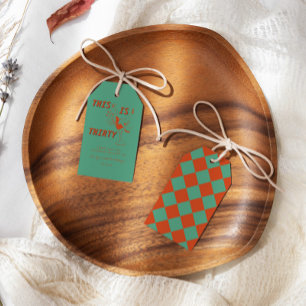 Orange & Green Retro Chic 30th Birthday Party Gift Tags