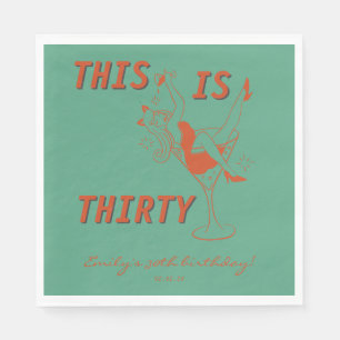 Orange & Green Retro Chic 30th Birthday Party Napkin