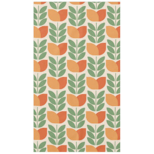 Orange, green, retro, flower pattern, vintage, Sca Tablecloth