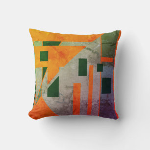 Orange Green Shades Patterned Southwest Art Look Cushion