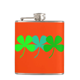 Orange Green Shamrocks St. Patricks Day 4Molly Hip Flask