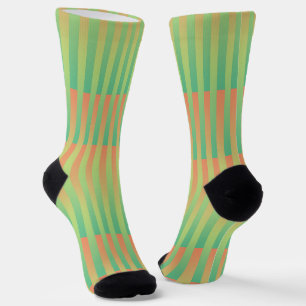 Orange Green Striped Pattern Socks
