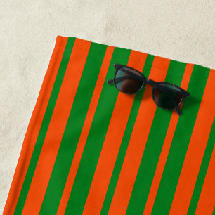 Orange Green Stylish Stripes Pattern Design Beach Towel