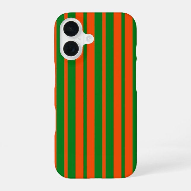 Orange Green Stylish Stripes Pattern Design  iPhone 16 Case (Back)