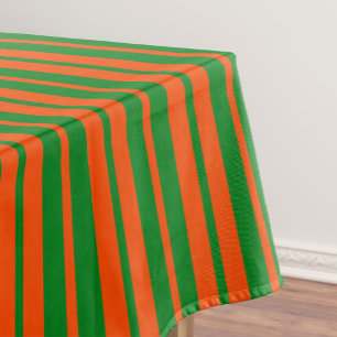 Orange Green Stylish Stripes Pattern Design Tablecloth