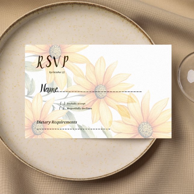 Orange green sunflower summer floral RSVP Invitation (Orange green sunflower summer floral RSVP)