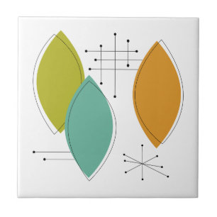 Orange Green Tuquoise Surfboard Shapes Mid Century Tile
