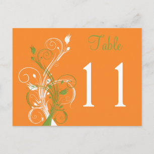 Orange Green White Floral Table Number Postcard