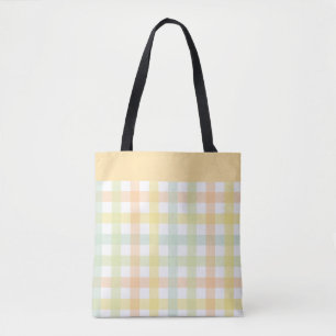 Orange Green Yellow Blue Pastel Modern Gingham Tote Bag