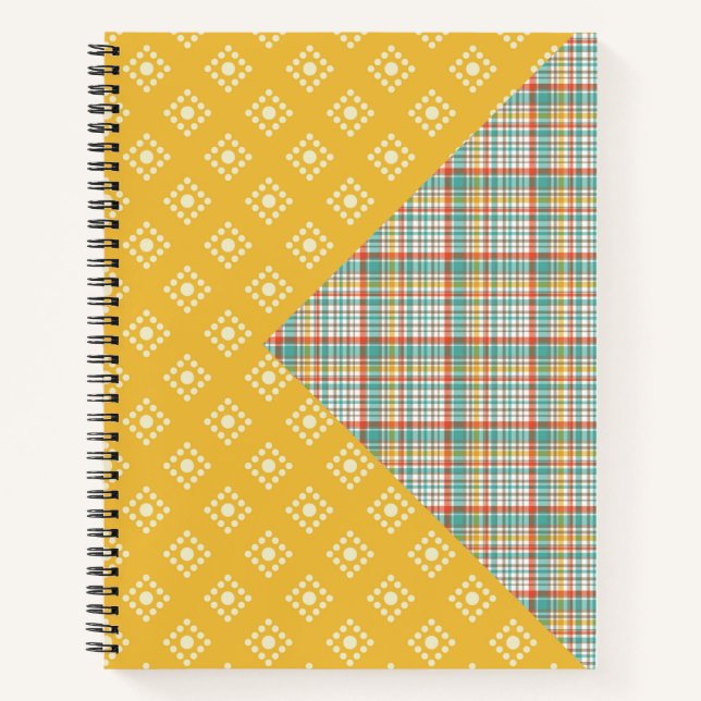 ORANGE GREEN YELLOW RETRO PATTERNS NOTEBOOK (Front)