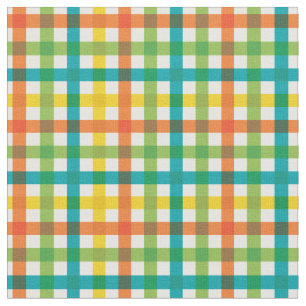Orange Green & Yellow Summer Rainbow Plaid/ Tartan Fabric
