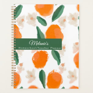 Orange Greenery Teacher School Homeschool Planner