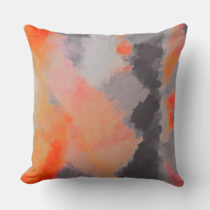 Orange Grey Abstract Painting Cushion