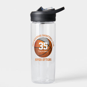 Orange grey basketball club colours team name water bottle