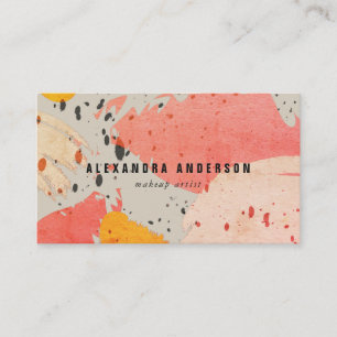 Orange Grey Beige Brush Strokes Business Card